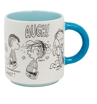 Hallmark Peanuts 75th Anniversary Linus Through the Decades Coffee Mug New
