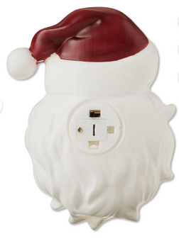 Holiday Time Red and White Light-Up Santa Head Mini Christmas Tree Topper New