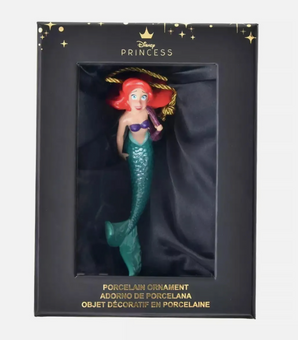 Disney Parks Princess Ariel Glitter Porcelain Christmas Ornament New with Box