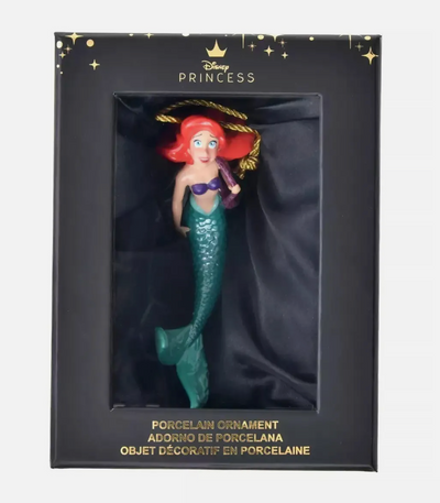 Disney Parks Princess Ariel Glitter Porcelain Christmas Ornament New with Box