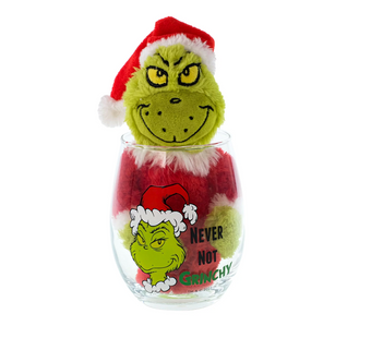 The Grinch Who Stole Christmas Santa Grinch Plush in a Glass New with Tag