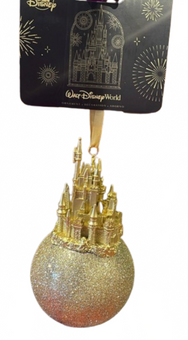 Disney Parks WDW Cinderella Castle Gold Ball Christmas Ornament New With Tag