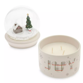 Disney Parks Mickey Mouse Snow Globe Candle Set, Holiday Haven New With Tag