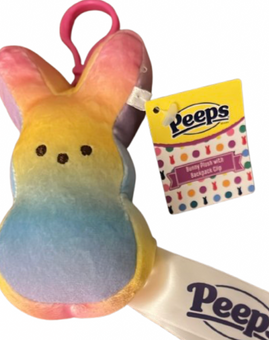 Peeps Easter Bunny Rabbit Bean Plush Pastel Tie Dye Keychain New With Tag