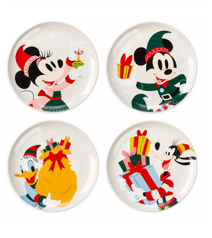Disney Parks Mickey Minnie Goofy and Donald Holiday Plate Set New with Tag
