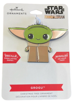 Hallmark Star Wars Mandalorian Grogu Yoda Wiggles Metal Ornament New with Card