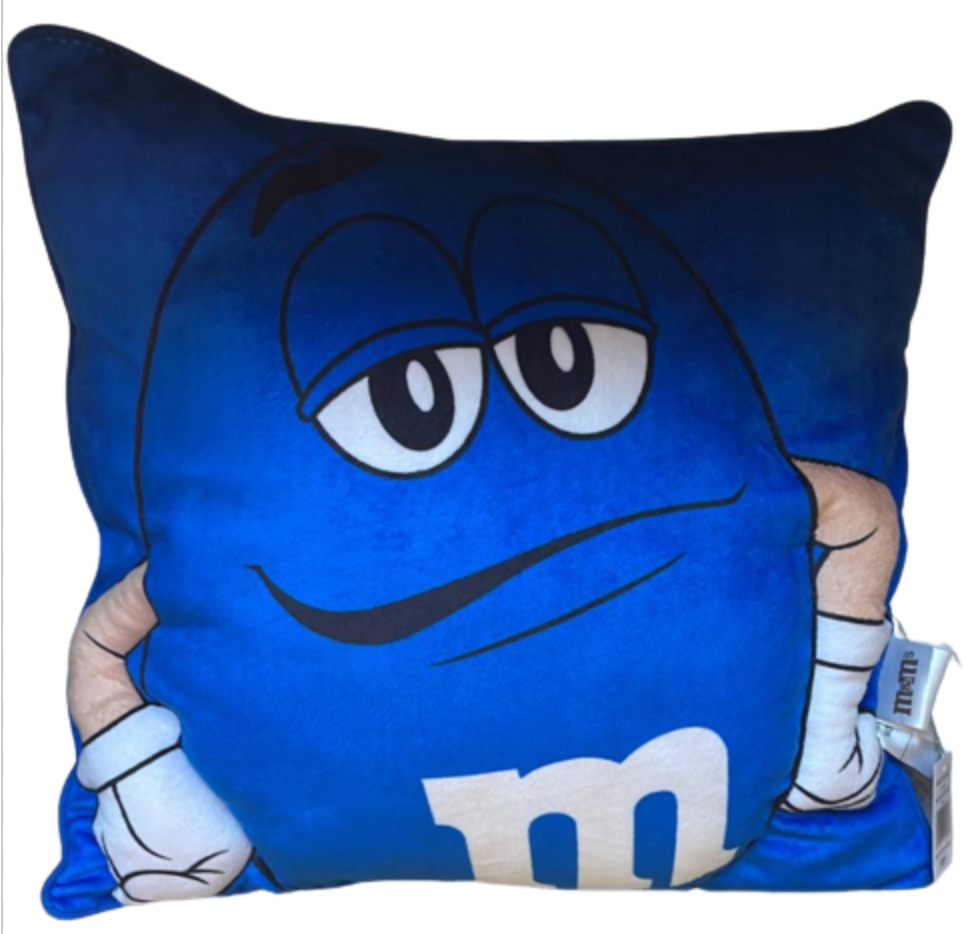 M&M's World Blue Character Wake Up, Be Awesome, Repeat. Pillow Plush New Tag