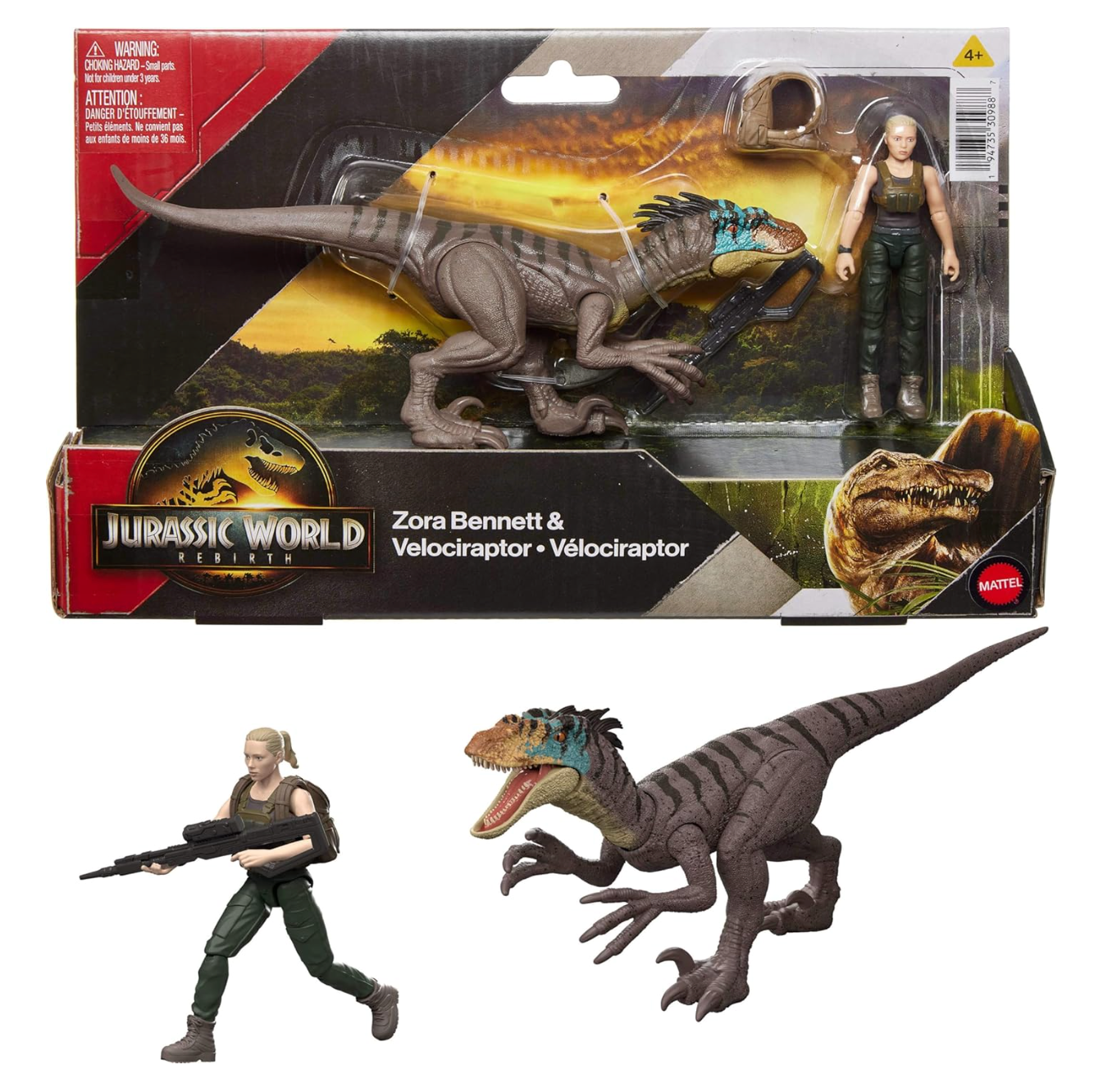Jurassic World Rebirth Human Dinosaur Figure Pack Zora Bennett Velociraptor New