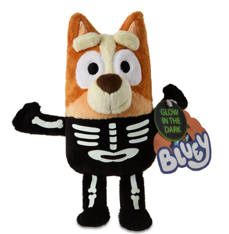 Disney Bluey Halloween Bingo Glow In The Dark Skeleton Costume Plush 7.5" New