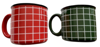 Hallmark Holiday Christmas Red and Green Play Ceramic Coffee Mug Set New