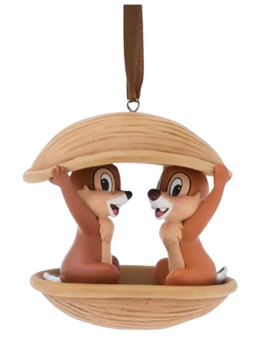 Disney Parks Chip And Dale Peeking Out From Nut Christmas Ornament New With Tag