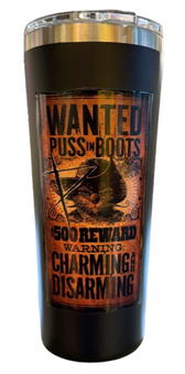 Universal Studios Shrek Puss in Boots Cat Wanted Poster Tumbler New with Tag