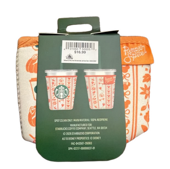 Disney Parks Starbucks Minnie Mouse Pumpkin Spice Fall Fabric Cup Sleeve New Tag