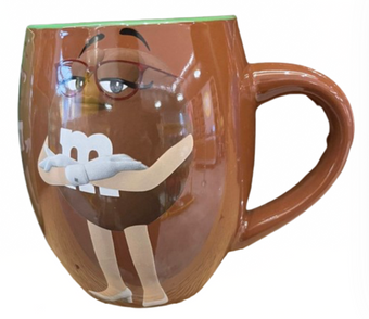 M&M's World Brown Character with Green Color Inside Barrel Coffee Mug New WTag