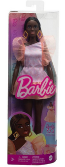 Barbie Fashionista Doll Peach Puffy Sleeves Dress Toy New With Box