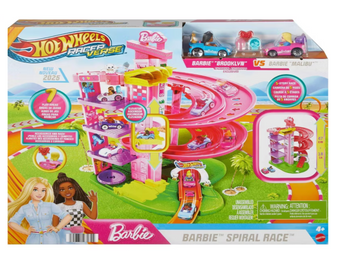 Hot Wheels RacerVerse Barbie Spiral Race Playset Malibu / Brooklyn Toy Car New