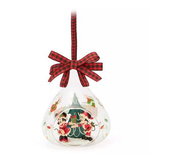 Disney Parks Santa Mickey and Minnie Happy Holidays 2025 Drop Glass New with Tag