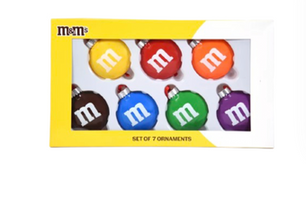 M&M's World Lentil Logo 7 Pack Christmas Ornament Set New with Box