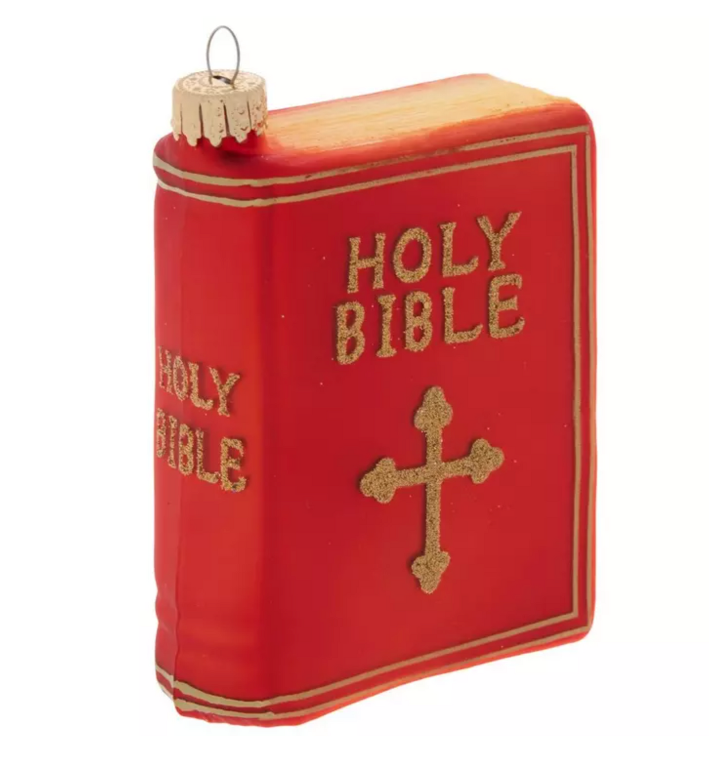 Robert Stanley Red Holy Bible Glass Christmas Ornament New with Tag