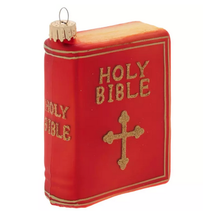 Robert Stanley Red Holy Bible Glass Christmas Ornament New with Tag