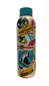 Disney Parks Vintage Mickey Donald Character Collage Stainless Water Bottle New