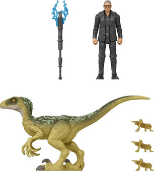 Jurassic World Dominion Dino Pack Dr Ian Malcolm & Velociraptor Toy New with Box