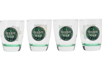 Disney Parks Mickey Goofy Minnie Pluto Christmas Holiday Magic 4 Glasses Set New