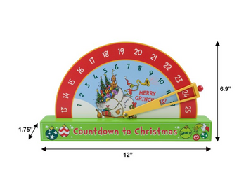 DC Dr. Seuss Grinch MDF Countdown Christmas Calendar New with Tag