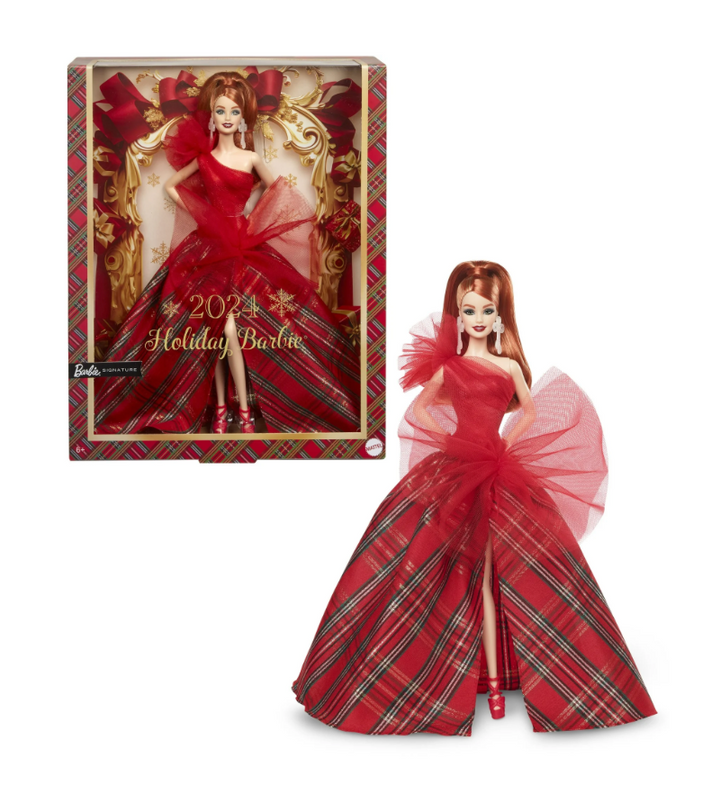 red dress holiday barbie 2024 Exclusive Doll [Plaid Gown with Bow] All Performance Dress Shirts Secondary color:All Ivory Holiday Barbie has returned Oddi