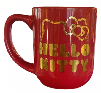 Universal Studios Hello Kitty Red Gold Coffee Mug New With Tag