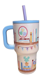 Disney Parks Dreamer Bookshelf Stainless Steel Travel Tumbler New with Tag