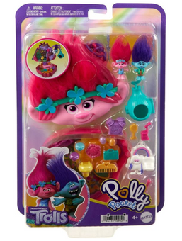 Polly Pocket DreamWorks Trolls Compact Playset Poppy & Branch Doll Toy New W Box