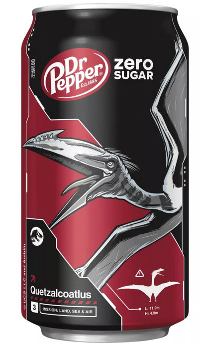 Dr Pepper Zero Sugar Soda Quetzalcoatlus Jurassic World 12 pk 12 fl oz Cans