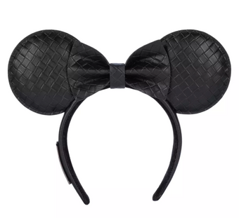 Disney Parks Minnie Mouse Faux Leather Loungefly Ear Headband Black New With Tag