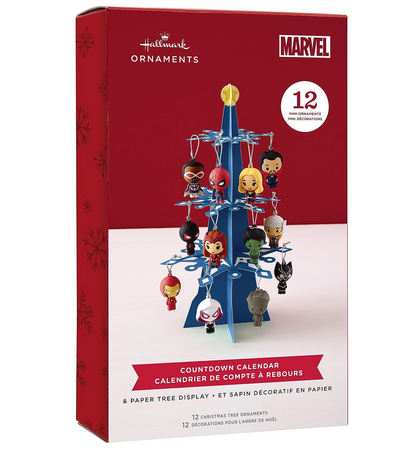Hallmark Marvel Countdown Calendar Christmas Tree Set With 12 Mini Ornaments New