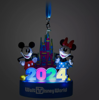 Disney Walt Disney World 2024 Mickey and Minnie Light-Up Figural Ornament New