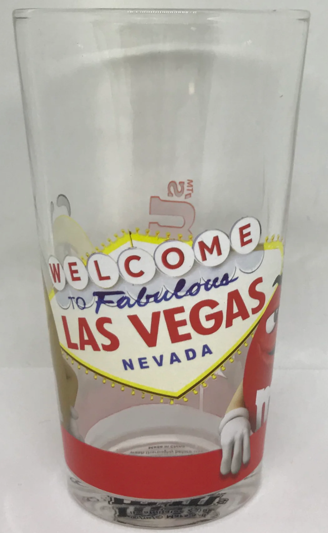 M&M's World Welcome to Fabulous Las Vegas Sign Characters Pint Glass New