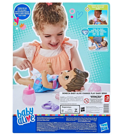 Baby Alive Change 'n Play Baby Doll Brown Hair Toy New with Box