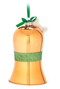 Disney Parks Pluto Bone Glitter Glass Christmas Ornament New with Tag