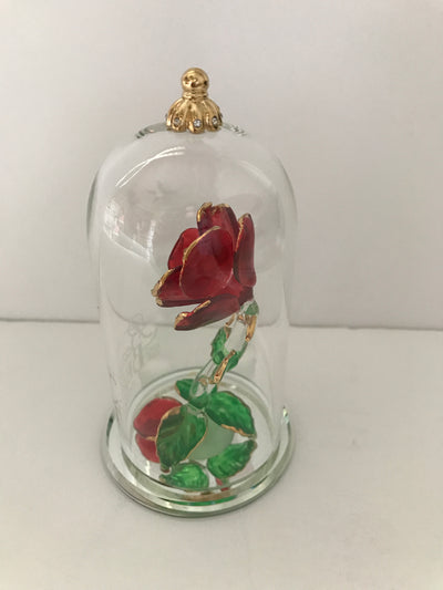 Disney Beauty and the Beast Enchanted Rose Glass Sculpture by Arribas Medium