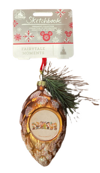 Disney Parks Snow White Glass 2 Sided Sketchbook Christmas Ornament New with Tag