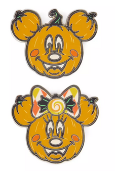 Disney Parks Mickey Minnie Mouse Jack-o'-Lanterns Happy Halloween Pin Set New