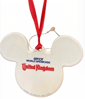 Disney Parks Epcot World Showcase UK Mickey Icon Disc Ornament New With Tag