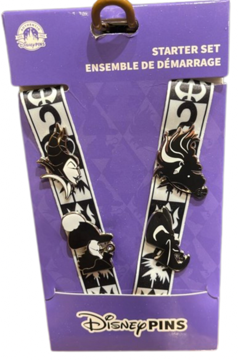 Disney Parks Villains Pin Set Starter Kit With 4 Pin New with Card