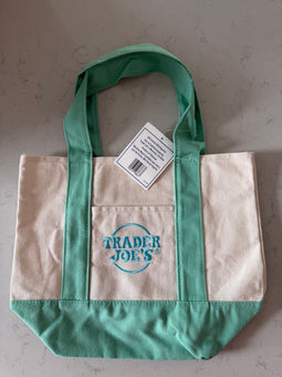 Trader Joe’s Mini Pastel Green Canvas Tote Bag New with Tag