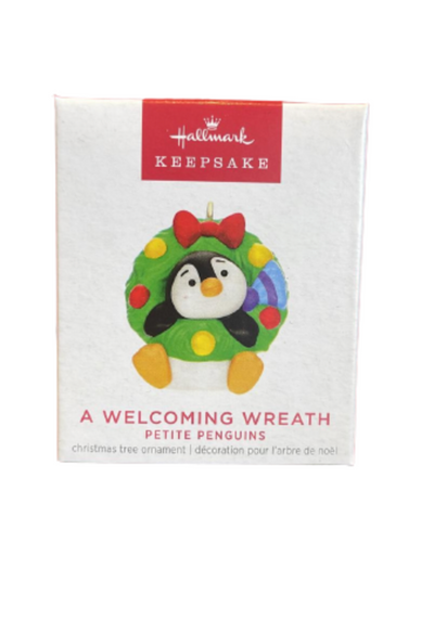 Hallmark 2023 Keepsake Mini Petite Penguins A Welcoming Wreath Ornament New Box