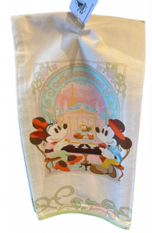 Disney Parks Epcot France Mickey & Minnie Café Gourmand Kitchen Towel Set New