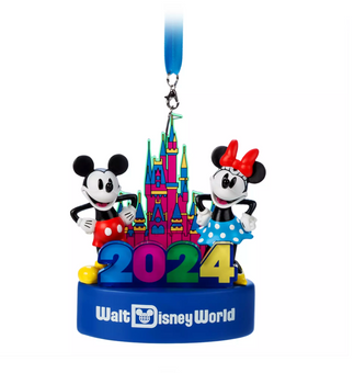 Disney Walt Disney World 2024 Mickey and Minnie Light-Up Figural Ornament New