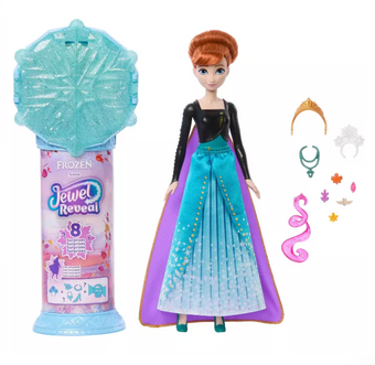 Disney Frozen Jewel Reveal Anna Fashion Doll 8 Surprises Gem Box Toy New w Tag