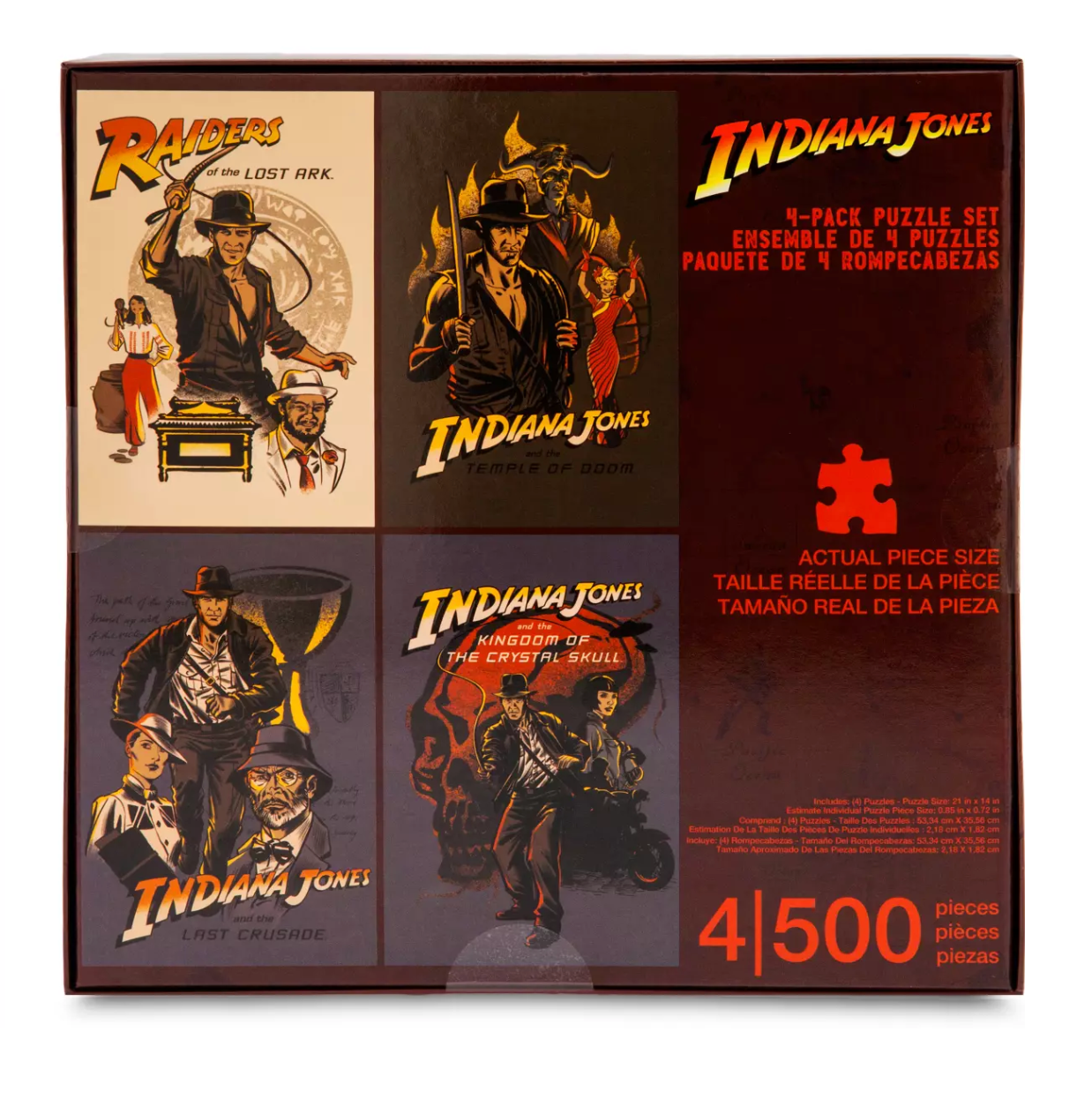 Disney Parks Indiana Jones 4-Pack 500 Pieces Jigsaw Puzzle Set New with Box